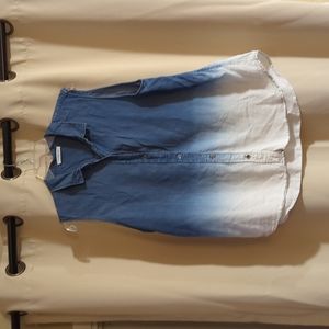 Ombre short sleeve chambray blouse